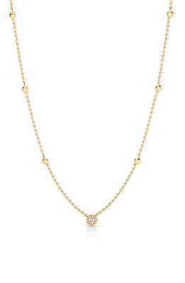 Roberto Coin Diamond & Bead Station Necklace in Yellow Gold at Nordstrom, Size 17