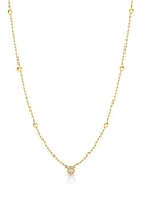 Roberto Coin Diamond & Bead Station Necklace in Yellow Gold at Nordstrom, Size 17