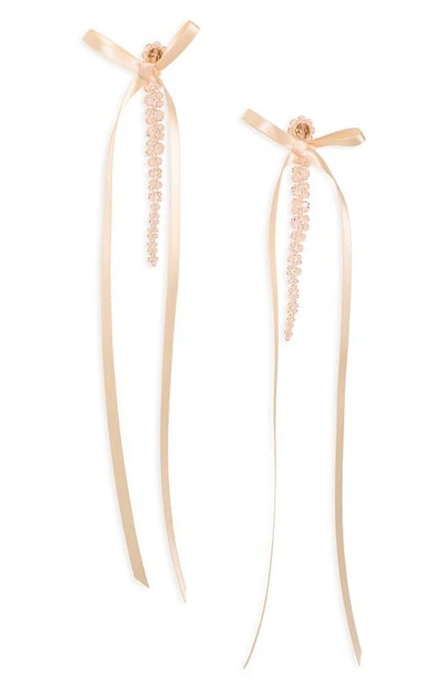 Simone Rocha Bow Ribbon Beaded Drop Earrings in Light Rose Pink at Nordstrom