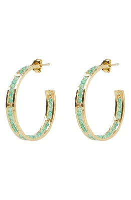 Argento Vivo Sterling Silver Green Onyx Beaded Molten Hoop Earrings in Gold at Nordstrom