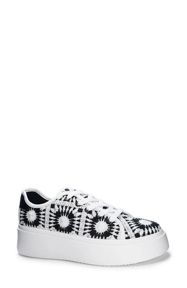 Dirty Laundry Recreation Crochet Platform Sneaker Black/White Mul at Nordstrom,