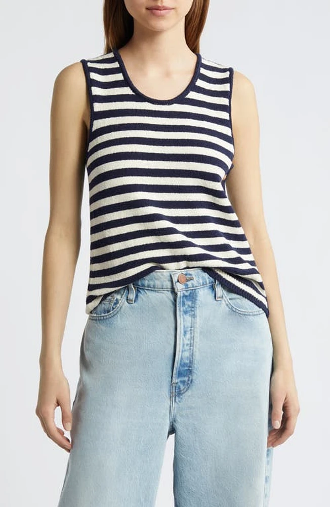 FRAME Mariner Stripe Sweater Tank Navy Multi at Nordstrom,