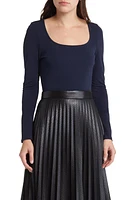 BOSS Etacha Long Sleeve Scoop Neck Top in Sky Captain at Nordstrom, Size X-Small