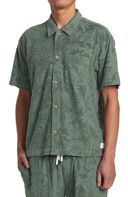 RVCA Palms Down Regular Fit Jacquard Short Sleeve Button-Up Shirt at Nordstrom,