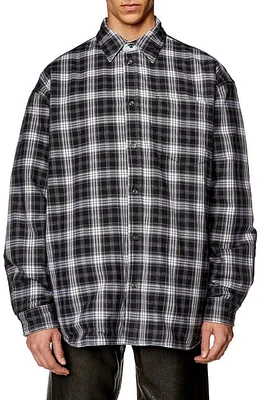 DIESEL S-Dewny Plaid Reversible Overshirt Black at Nordstrom, Us