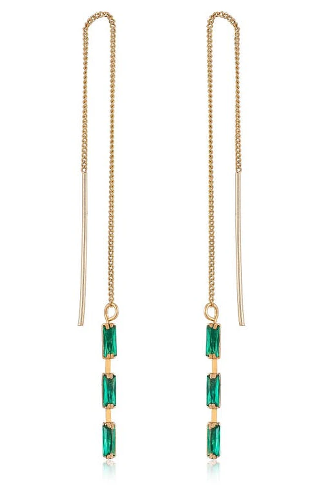 Ettika Cubic Zirconia Baguette Threader Earrings in Green at Nordstrom