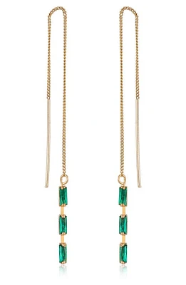 Ettika Cubic Zirconia Baguette Threader Earrings in Green at Nordstrom