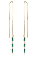 Ettika Cubic Zirconia Baguette Threader Earrings in Green at Nordstrom