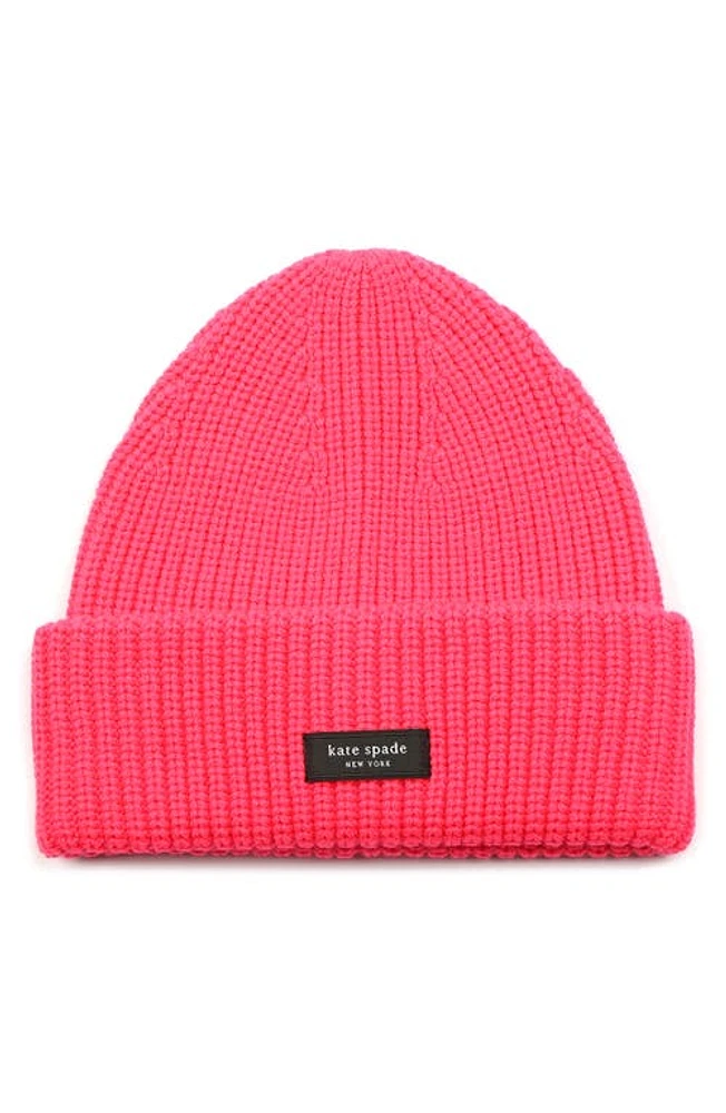 Kate Spade New York Sam Cuff Beanie in Pom Pom Pink at Nordstrom