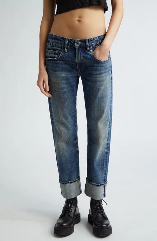 R13 Cuff Hem Straight Leg Boy Jeans Capel Selvedge Blue at Nordstrom,