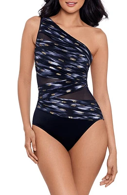 Miraclesuit Bronze Reign Jena One-Shoulder One-Piece Swimsuit in Black Multi at Nordstrom, Size 10