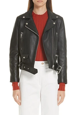 Acne Studios Mock Core Leather Moto Jacket Black at Nordstrom, Us