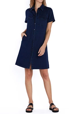 Wash Lab Denim Napa Cotton & Linen Shirtdress Blue at Nordstrom,