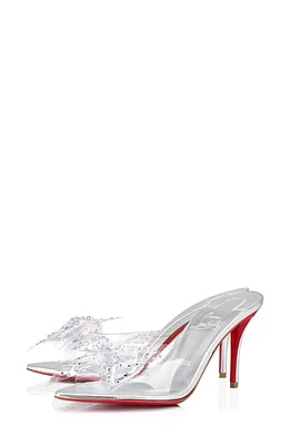 Christian Louboutin Aqua Crystal Embellished Clear Slide Sandal Silver at Nordstrom,