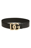 Dolce & Gabbana DG Logo Leather Belt Nero at Nordstrom,