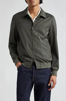 Thom Sweeney Technical Wool Zip Jacket Green at Nordstrom,