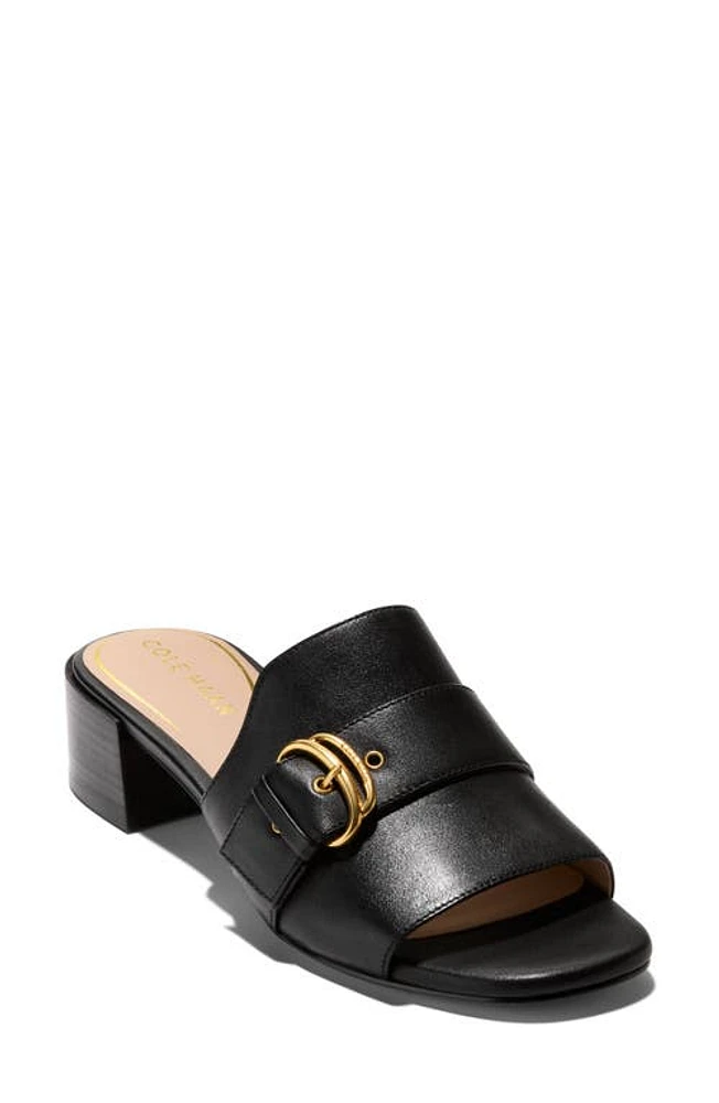 Cole Haan Crosby Slide Sandal Black Leather/Black Stack at Nordstrom,