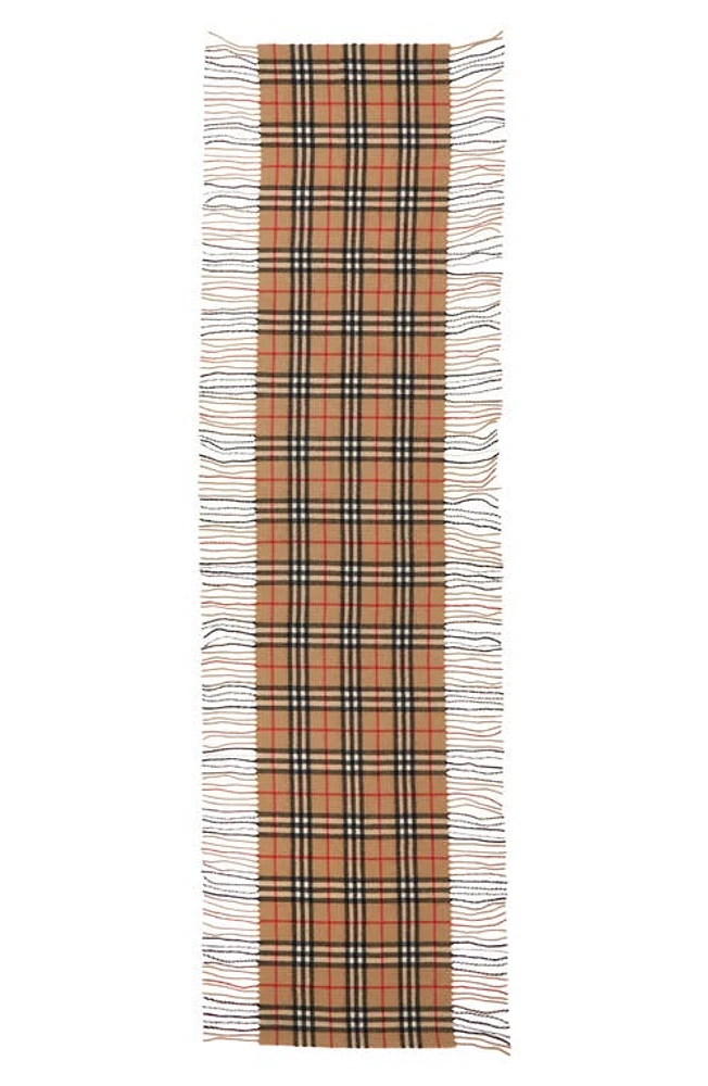 burberry Check Fringed Cashmere Scarf in Archive Beige at Nordstrom