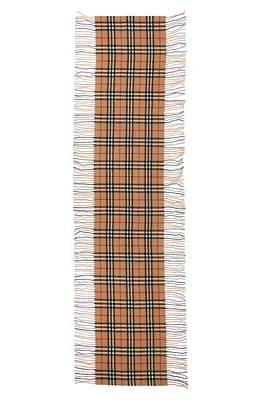 burberry Check Fringed Cashmere Scarf in Archive Beige at Nordstrom