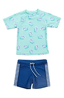 Snapper Rock Float Your Boat Two-Piece Rashguard Swimsuit Blue at Nordstrom,