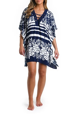 La Blanca Lace-Up Cover-Up Caftan Indigo at Nordstrom,