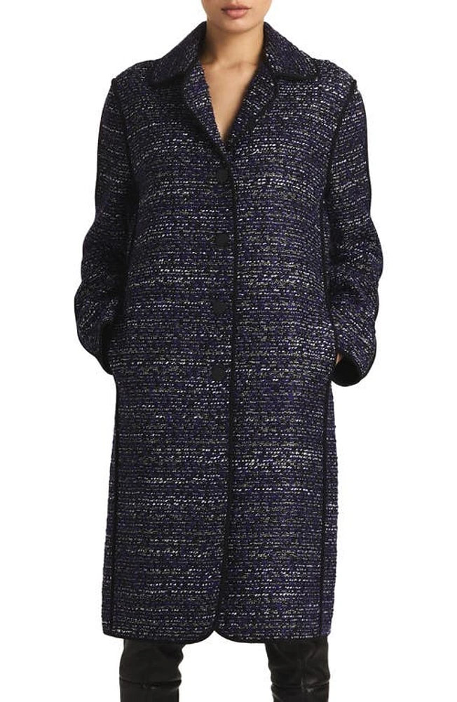 St. John Collection Metallic Tweed Long Coat Purple/Black Multi at Nordstrom,