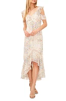 CeCe Floral Ruffle Chiffon High-Low Dress Egret Ivory at Nordstrom,