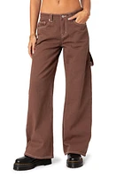 EDIKTED Brenda Wide Leg Carpenter Jeans Brown at Nordstrom,