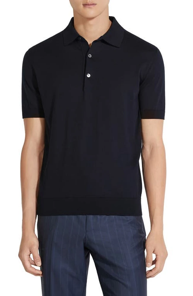 ZEGNA Premium Cotton Polo Navy at Nordstrom, Us