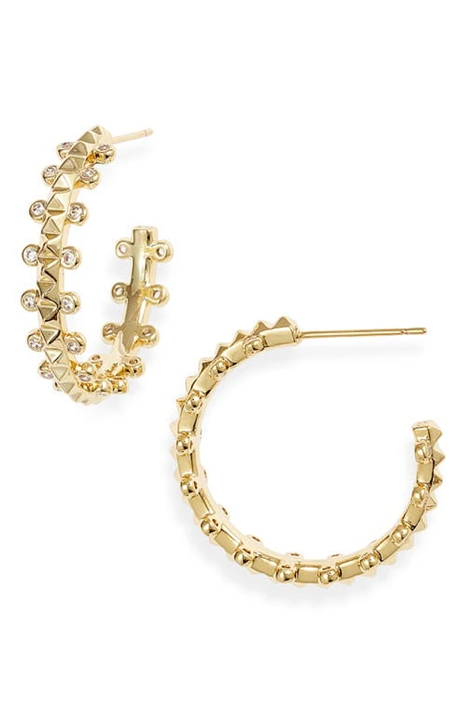 Kendra Scott Jada Crystal Stud Hoop Earrings in Gold White Crystal at Nordstrom