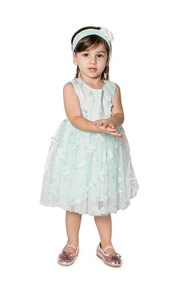 Popatu Kids' 3D Butterfly Appliqué Tulle Dress in Mint at Nordstrom, Size 2T