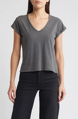 AllSaints Anna V-Neck Cotton T-Shirt Acid Washed Black at Nordstrom,