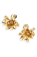 Oscar de la Renta Crystal Embellished Flower Stud Earrings at Nordstrom