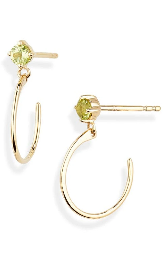 Bony Levy 14K Gold Peridot Hoop Drop Earrings in 14K Yellow Gold at Nordstrom