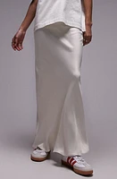 Topshop Bias Cut Satin Maxi Skirt in Ivory at Nordstrom, Size 2 Us