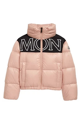 Moncler Kids' Gers Logo Quilted Down Jacket in Pink at Nordstrom, Size 12Y