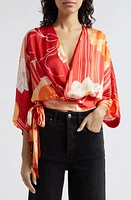 Ramy Brook Minerva Floral Wrap Front Top Flame Amore at Nordstrom,