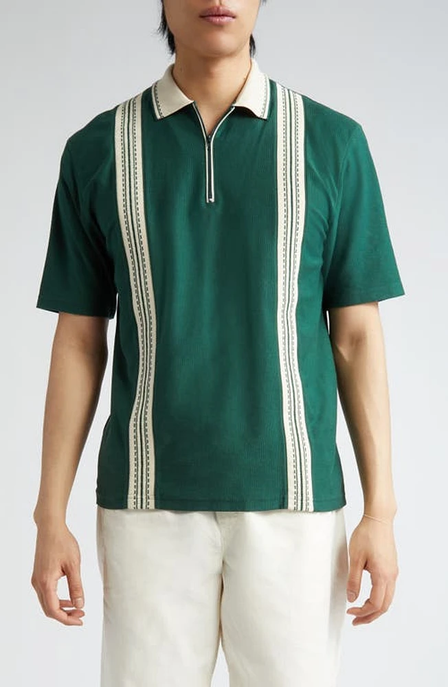 PALMES Luca Organic Cotton Piqué Zip Polo in Green at Nordstrom, Size Small