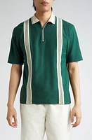 PALMES Luca Organic Cotton Piqué Zip Polo in Green at Nordstrom, Size Small