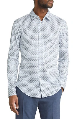 BOSS Roan Slim Fit Geo Button-Up Shirt Light/Pastel Blue at Nordstrom,