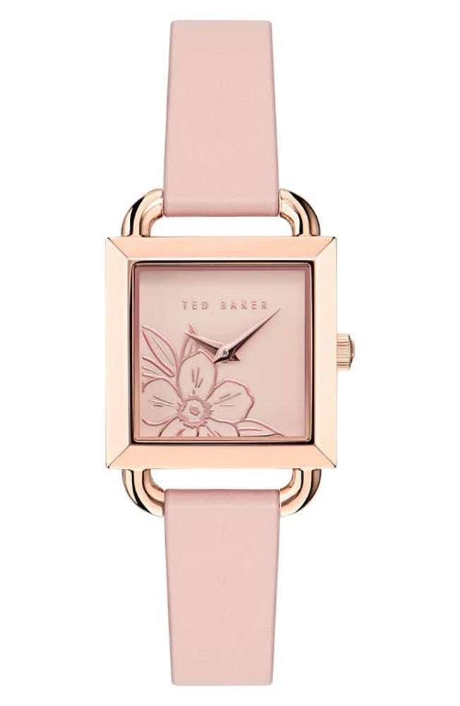 Ted Baker London Square Leather Strap Watch in at Nordstrom