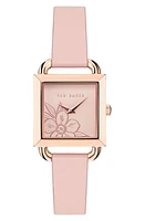 Ted Baker London Square Leather Strap Watch in at Nordstrom