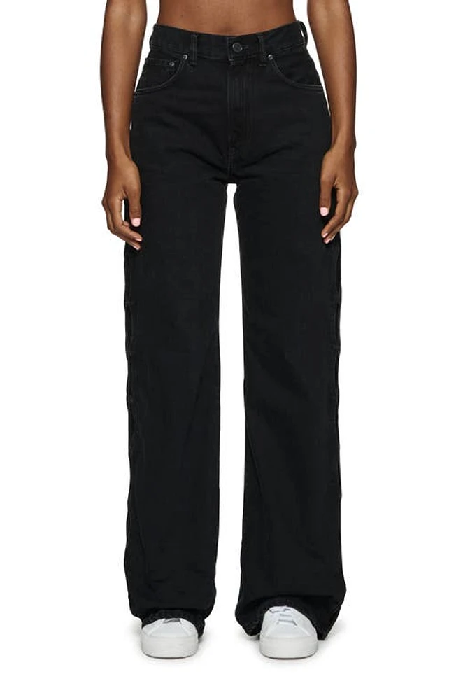 PURPLE BRAND Cutout Wide Leg Jeans Black at Nordstrom,