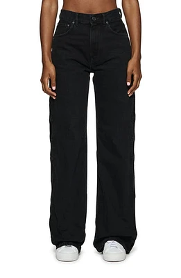 PURPLE BRAND Cutout Wide Leg Jeans Black at Nordstrom,