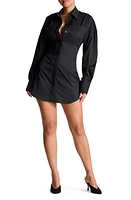 Naked Wardrobe Long Sleeve Corset Mini Shirtdress at Nordstrom,