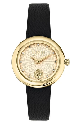 VERSUS Versace Lea Leather Strap Watch, 35mm in Ip Yellow Gold at Nordstrom