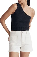 Madewell Patch Pocket High Waist Denim Shorts Tile White at Nordstrom,