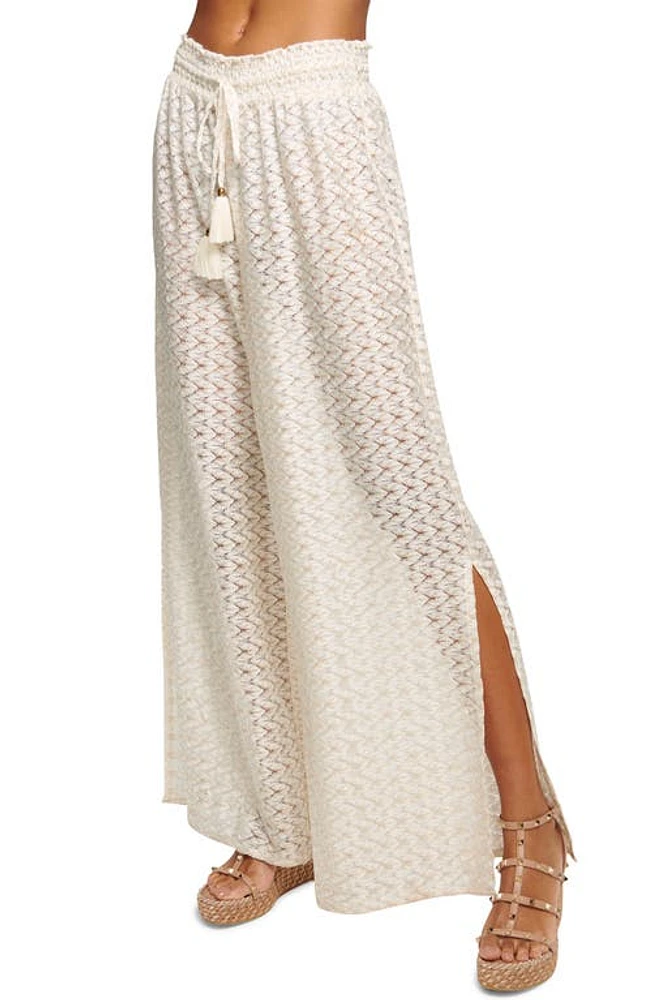 Ramy Brook Gloria High Waist Wide Leg Cover-Up Pants White/Gold Zigzag at Nordstrom,