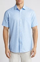 Peter Millar Feeling Koi Performance Short Sleeve Button-Up Shirt Cottage Blue at Nordstrom,