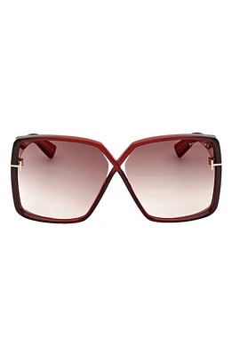 TOM FORD Yvonne 63mm Oversize Gradient Butterfly Sunglasses in Shiny Transparent Red /Brown at Nordstrom